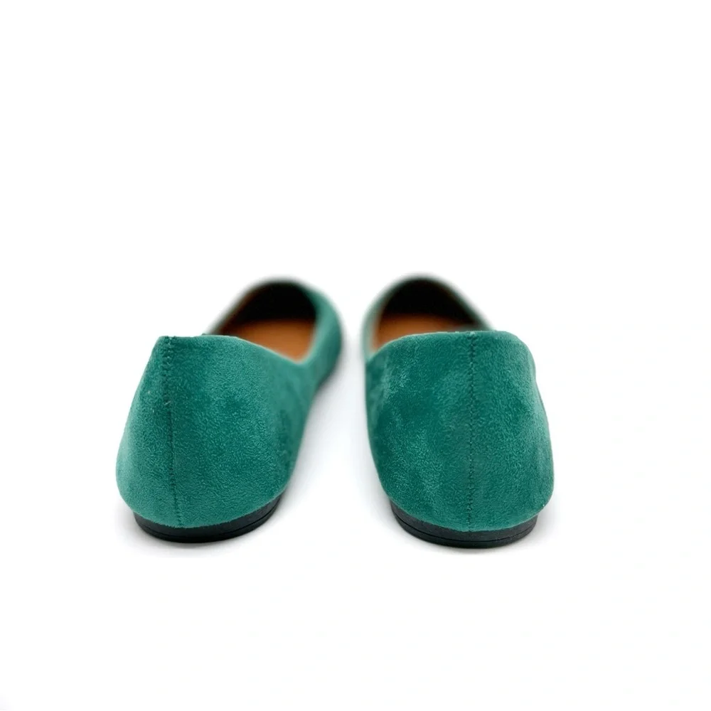 Ollio Faux Suede Ballet Flats Slip on Shoes Green Size 9 1/2